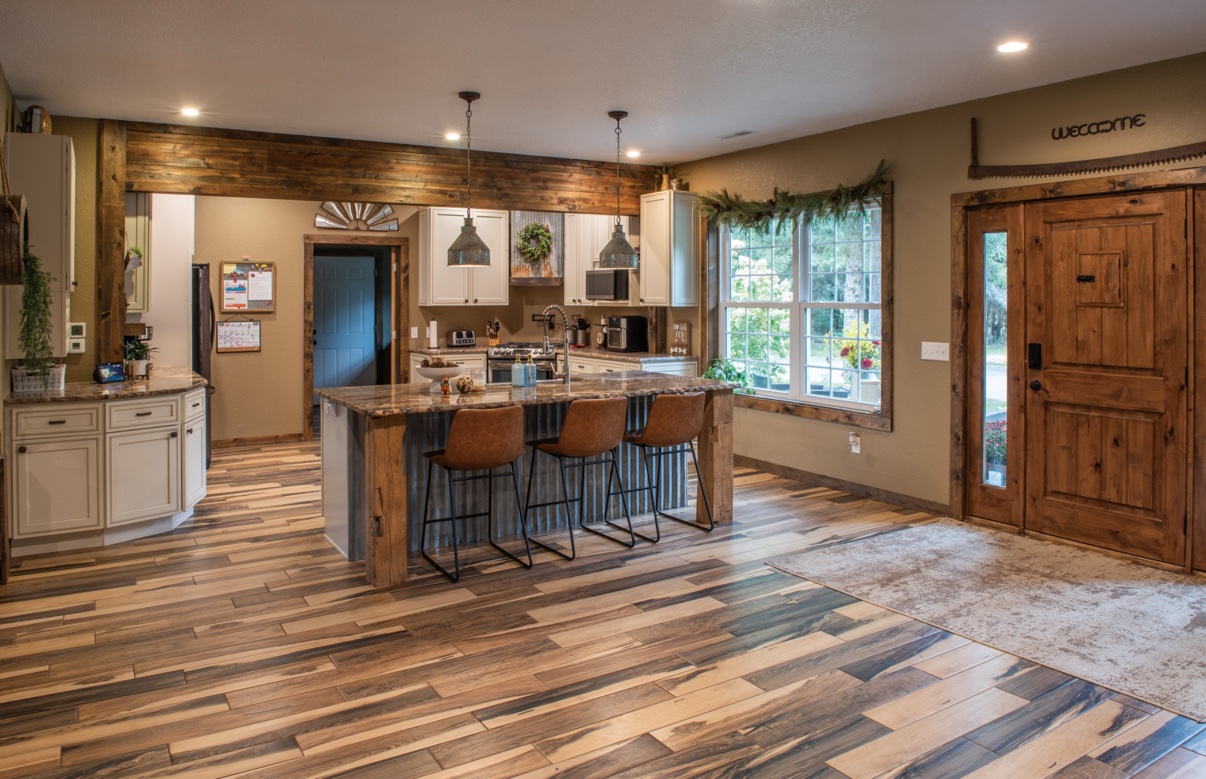 Kitchen island with granite counters