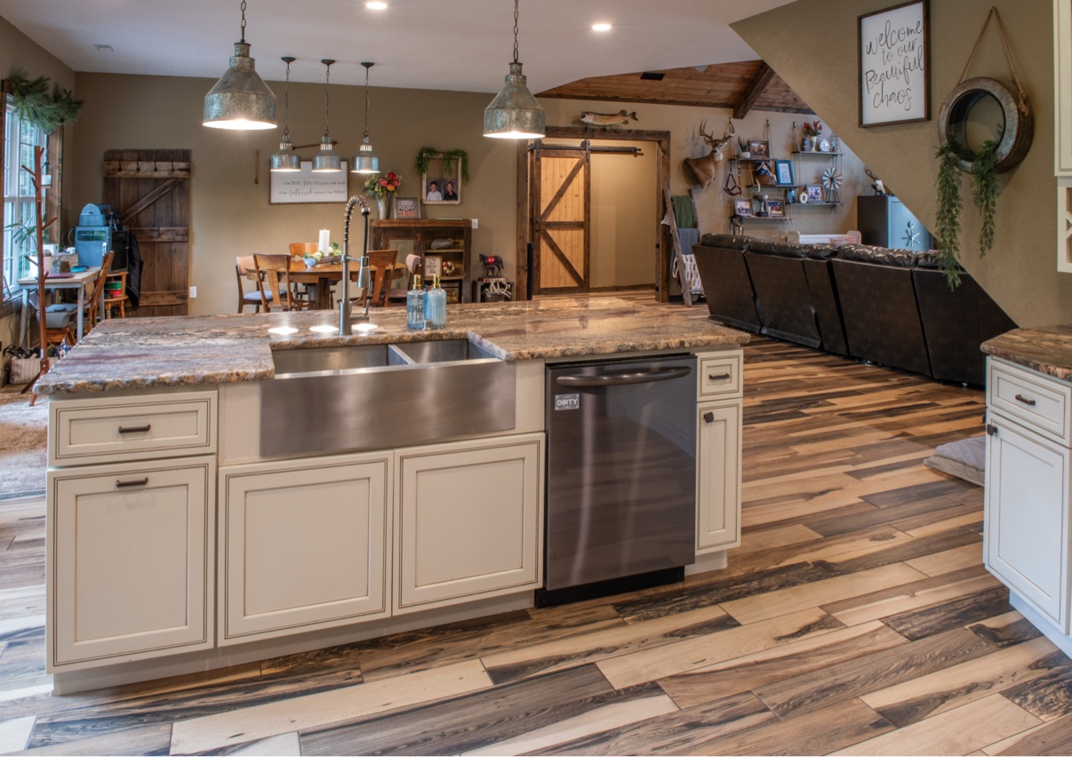 Kitchen island with farmhouse sink
